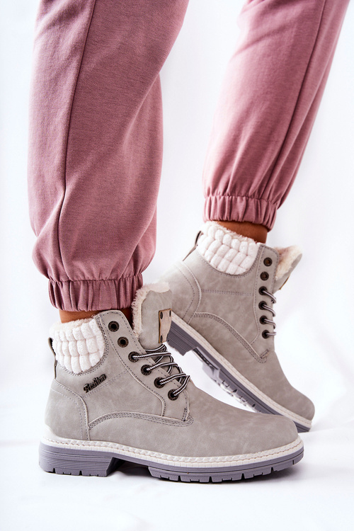 Leather Insulated Trappers Light Grey Laralis