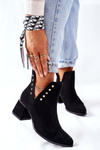 Women's Suede Boots With Cut outs Lewski  Black 3074/B