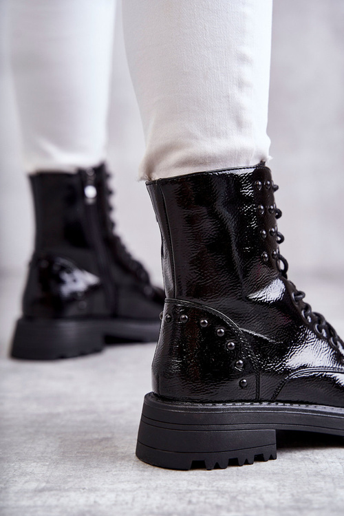 Varnished Boots With Studs Black Palmira