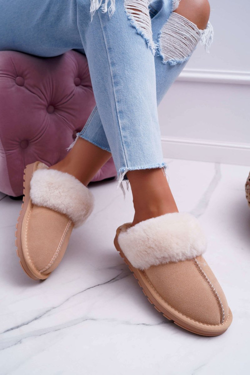 Damskie Klapki Papcie Beżowe Mirendy