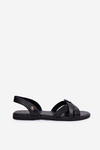 Flat Women's Sandals Made Of Eco Leather Black Illoria