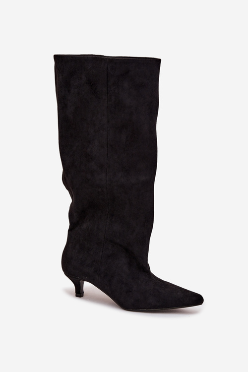 Women's Boots With Heel From Eco Suede Black Pheona