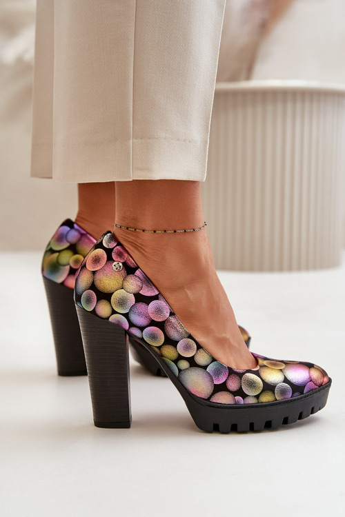 Leather Heels On A Block Heel Maciejka 02629-39 Multicolor