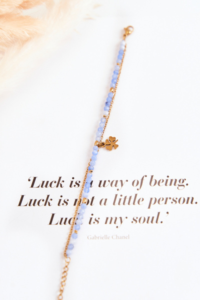 Women's Bracelet With Beads Blue-Gold