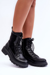 Workery Botki Damskie Skóra Czarne Faustina  BM86 