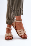 Embellished Women's Flat Sandals in Beige Ianaera