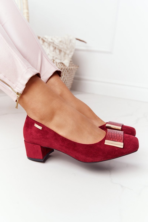 Suede Pumps On A Block Heel Sergio Leone PB142 Burgundy