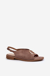 Elegant Women's Sandals with Eco Suede Decoration S.Barski KV27-058 Brown