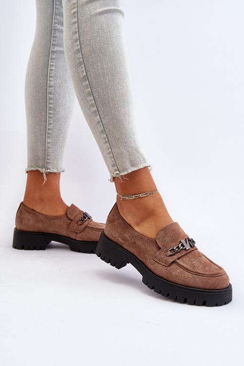 Women's Leather Moccasins with Decoration Dark Green Loraleima