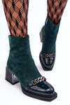 Suede Boots On Massive Block SBarski MR870-70 Green