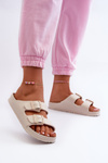 Women's Foam Flip Flops with Buckles Beige Luciene