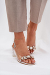 Elegant Heeled Sandals With Decorations Silver D&A MR38-444