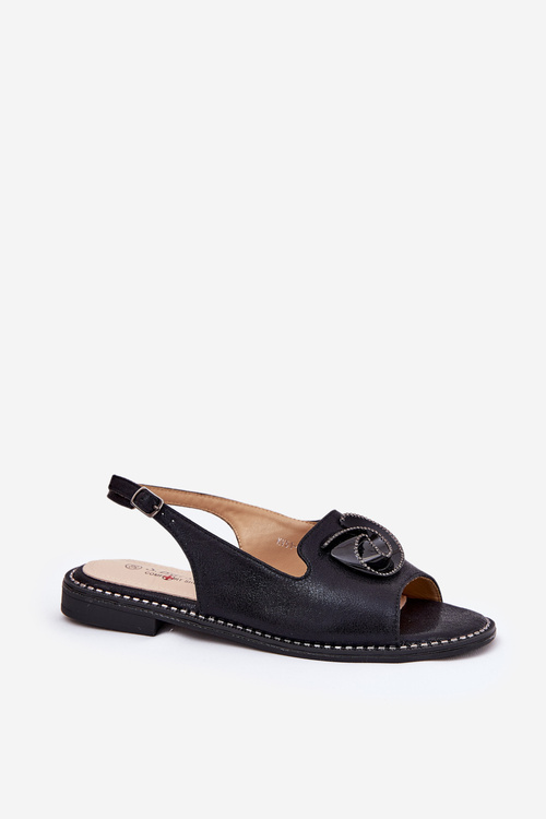 Shiny Women's Sandals With Decoration S.Barski KV51-006 Black