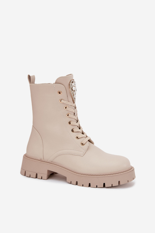 Women's workery with crystals on the tongue light beige Rosira