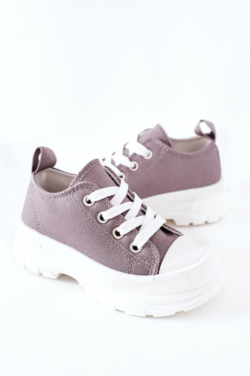 Children's Sneakers On A Platform Grey Travel Time