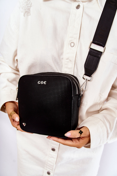 Leather Messenger Bag With Heart GOE ZNJ015 Black