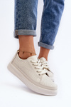 Buty Sportowe Sneakersy Damskie Skóra Failla Białe SP 020