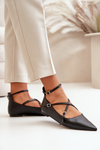 Women Ballerinas With Pointed Toes And Intertwined Straps Black Violra