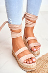Women's Platform Sandals Tied Beige La Favorite