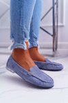 Women's Sergio Leone Suede Moccasins Light Blue Winted
