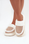 Women's slippers with thick sole and fur Vinceza 19952 Beige
