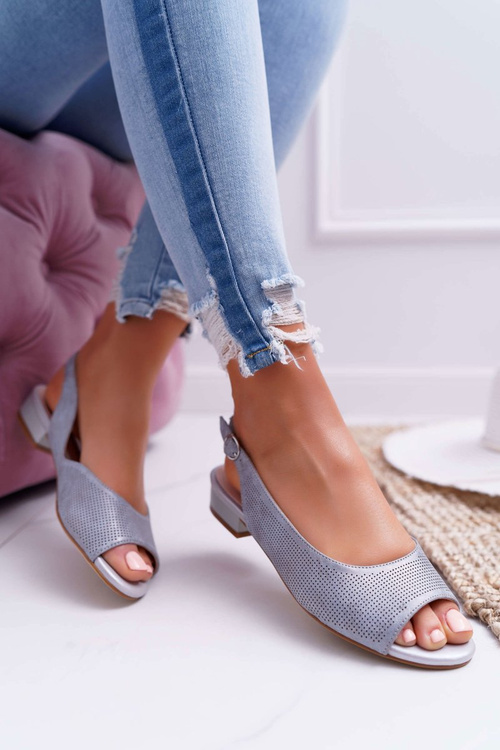 Women's Flat Heel Sandals Sergio Leone SK809 Grey Skaldo