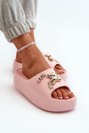 Women's Lightweight Foam Slides with Pink Decorations Orchia