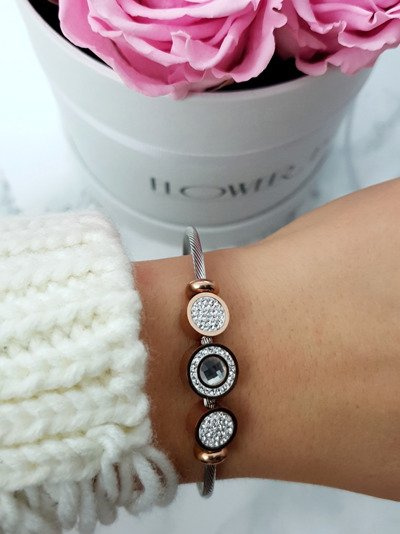 Women's Bracelet On Steel Cable With Zircons Isabella