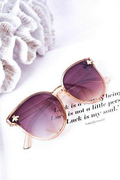 Okulary Przeciwsłoneczne Z Muchą Beżowe Ombre