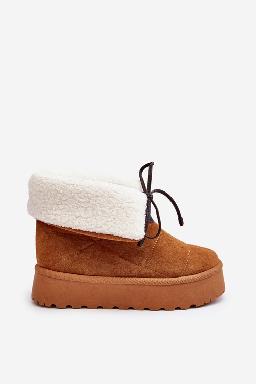 Women's Platform Snow Boots with Fur Camel Olimuka