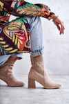 Women's Suede Boots With a Sock Beige Montes