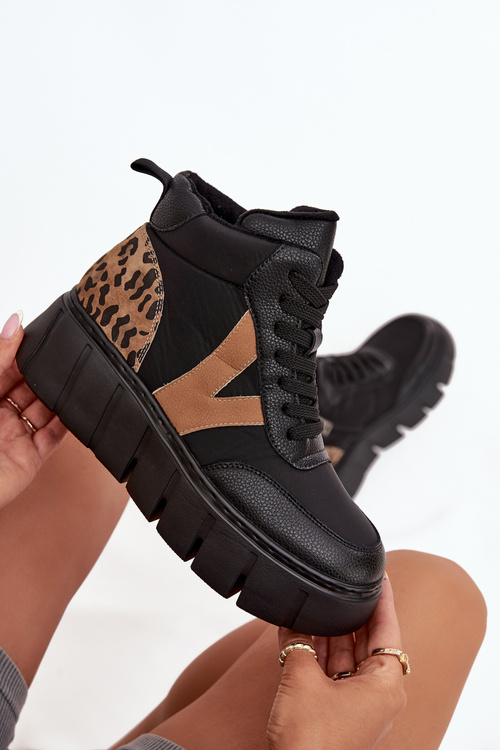 Leather Women's Platform Boots Lined Vinceza 66838 Black