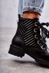 Leather Quilted Boots With Warming Black Torino