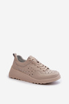 Openwork Women's Sneakers with Wedge Natural Leather Beige S.Barski LR482