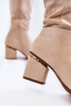 Classic Suede Boots With Zipper Light beige Leyette
