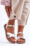 Women's Classic Leather Sandals Silver Talisma