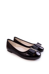 Leather Children's Ballerinas With A Decorative Bow Black Claril