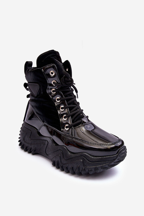 Women's Padded Boots on a Massive Platform Black Lanleh 