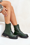 Warm Women’s Worker Boots with Zipper Eco Leather Green Mailyra