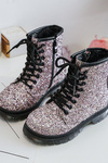 Children's Glittery Lined Boots with a Zipper Pink Saussa