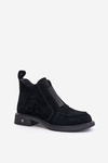 Suede Low Ankle Boots With Flat Heel Insulated D&A JC42-23 Black