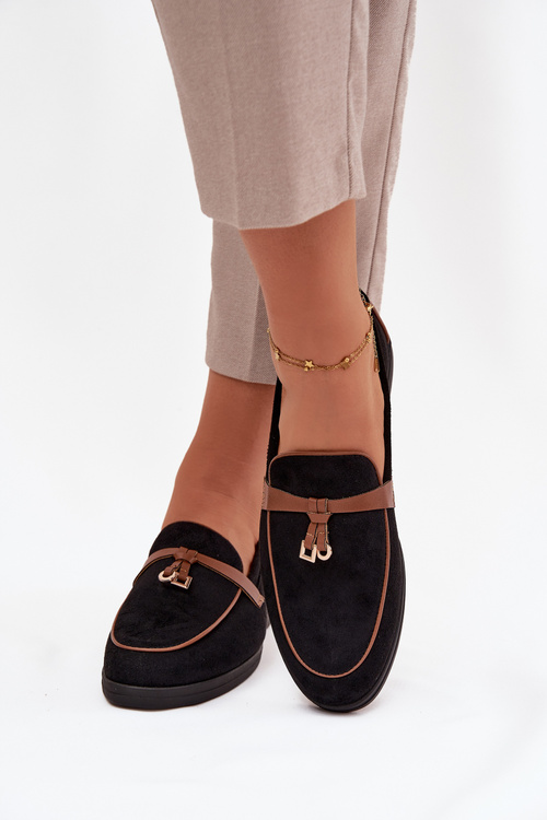 Moccasins Loafers Women Eco Suede Black Darwen