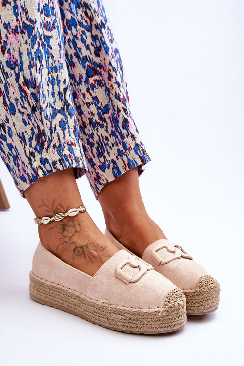 Espadryle Damskie Klasyczne Platforma Beżowe Maurine