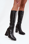 Women's Heeled Boots Made of Eco Leather Insulated Black Lyvella