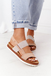 Sandals With Silver Drawstring Beige Almeria