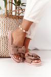 Rubber Slippers With A Bow Brown Gabriell