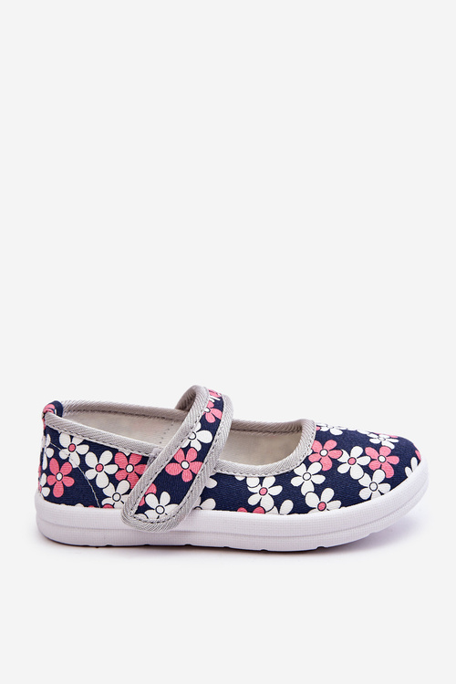 Children's ballerinas in flowers navy blue-Grey Noah