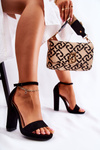 Classic Suede Sandals On A Bar Black Aveira