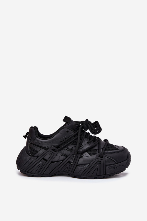 Damskie Sneakersy Podwójne Sznurowanie Czarne Onivetta