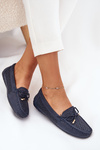 Women's moccasins with perforated pattern and lacing in navy Mirisa